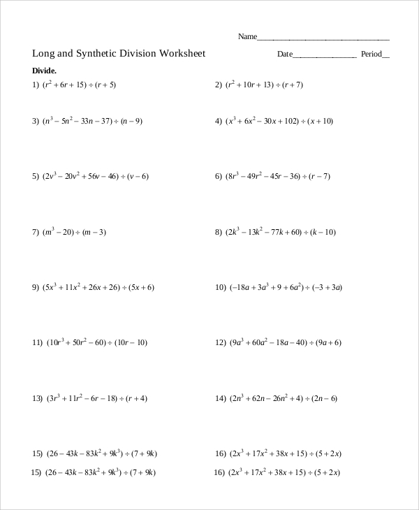 FREE 8 Sample Multiplication And Division Worksheet Templates In PDF MS Word