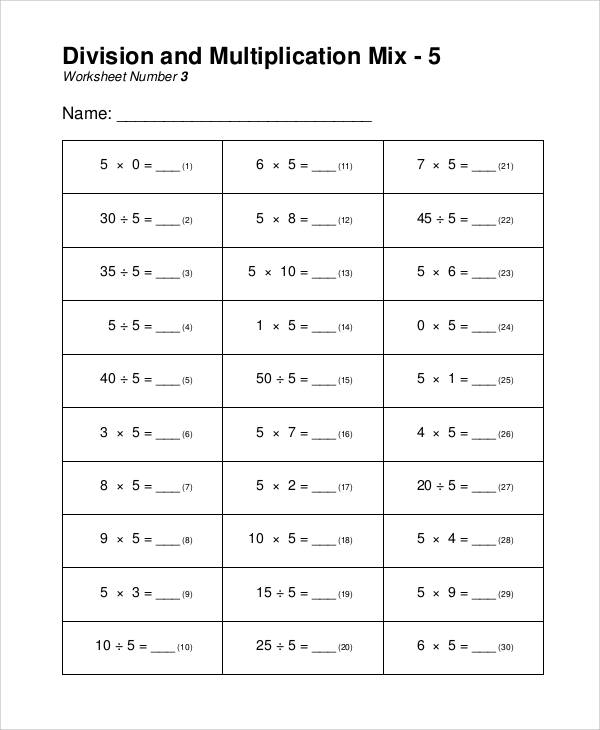 FREE 8 Sample Multiplication and Division Worksheet Templates In PDF MS Word