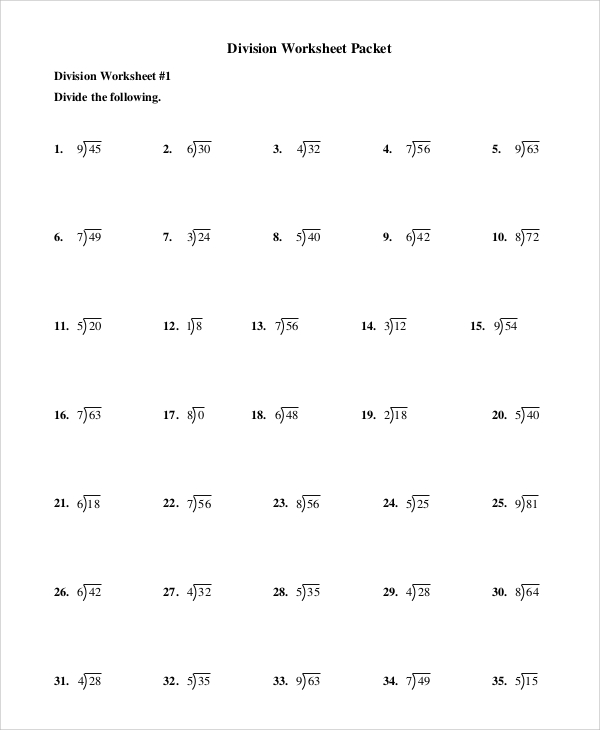 division worksheet sample