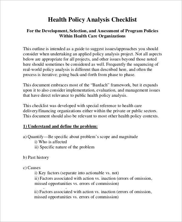 health policy essay examples