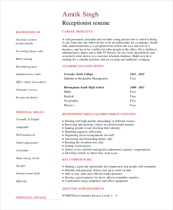 FREE 8+ Sample Good Resume Objective Templates in PDF | MS Word