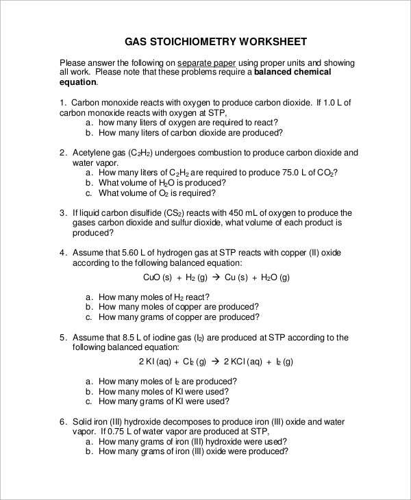 stoichiometry review worksheet pdf