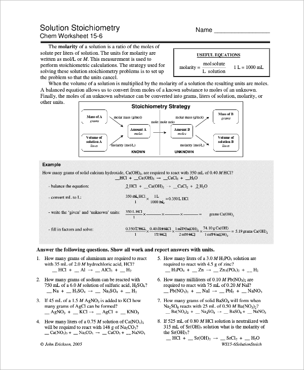 FREE 9 Sample Stoichiometry Worksheet Templates In MS Word PDF