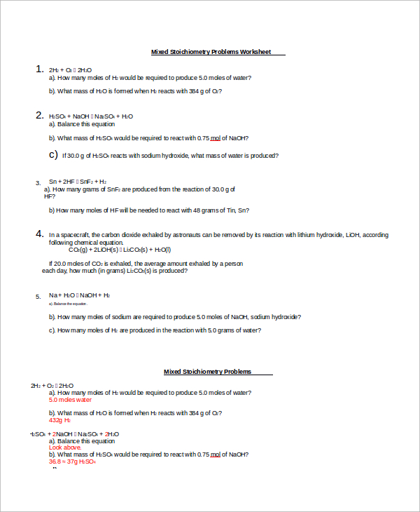 FREE 9 Sample Stoichiometry Worksheet Templates In MS Word PDF