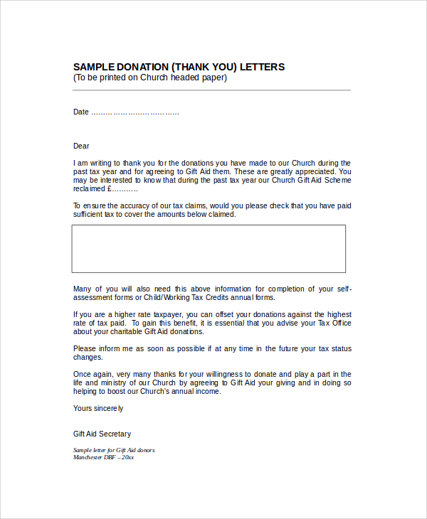 Monetary Donation Letter Template