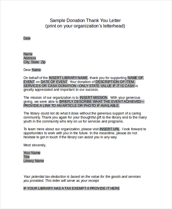 Featured image of post Donation Thank You Letters For Library / To help us set up a brand new library for the children of springville, i on behalf of buttercup charity request you to please donate any books that you might have that is of no use to you or download books donation letter in word format.