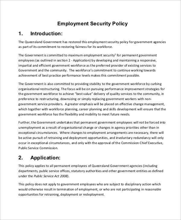 employment security policy