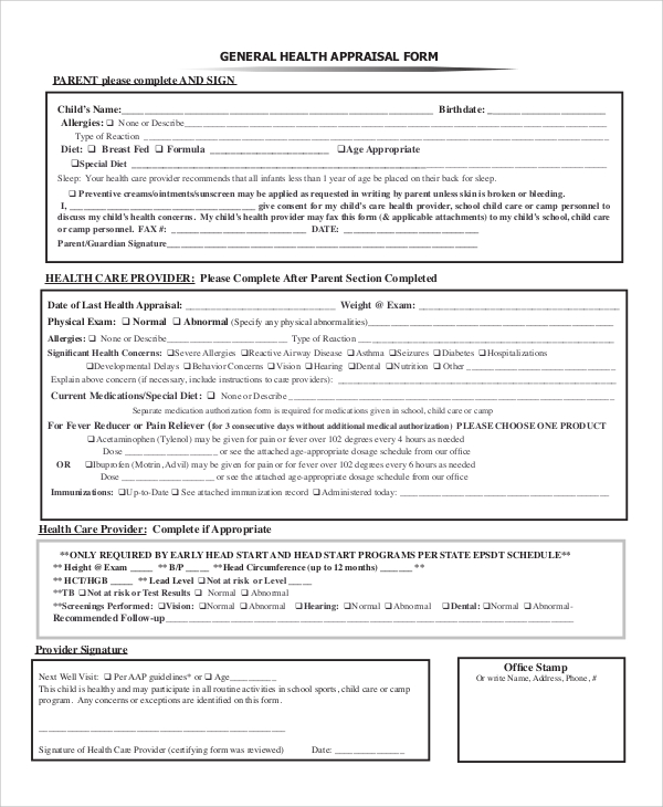 free-6-sample-health-appraisal-forms-in-pdf