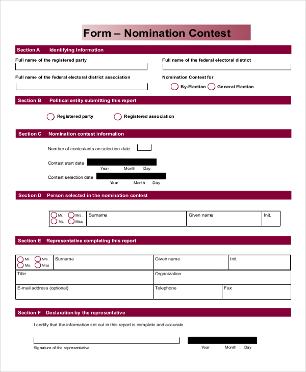 FREE 7 Sample Contest Forms In MS Word PDF