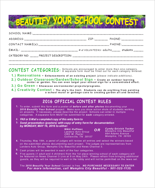 school contest form