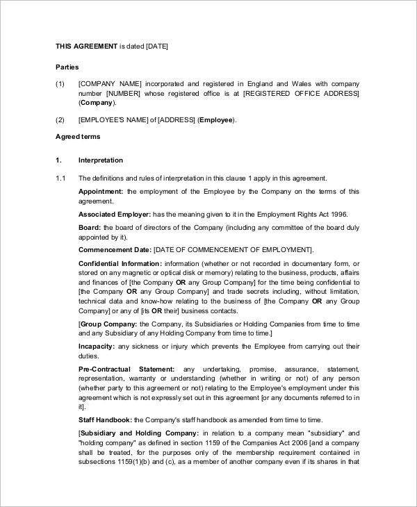 senior executive employment agreement