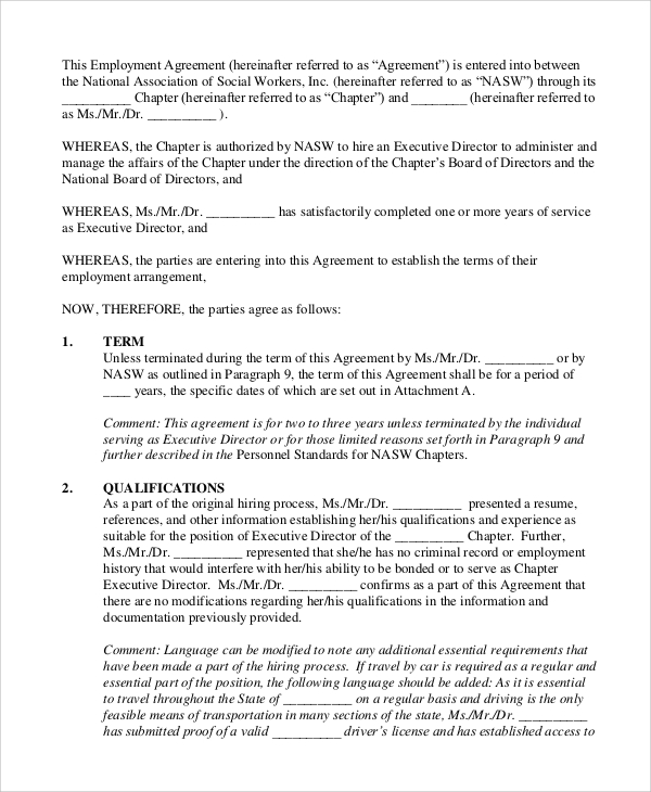 executive director employment agreement