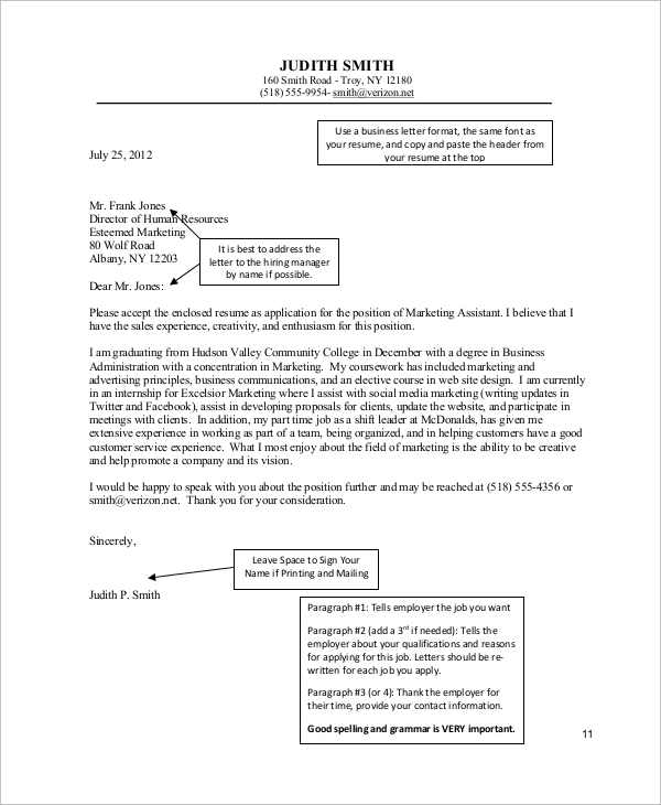 sample resume cover letter