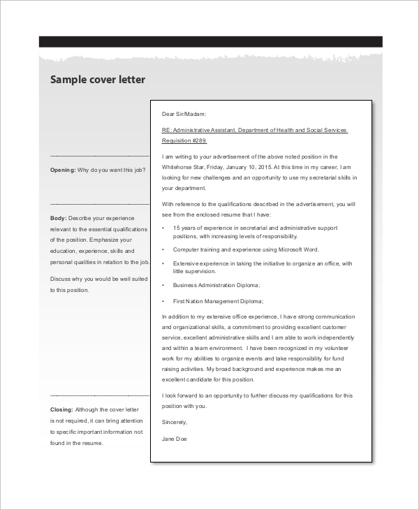 sample cover letter for resume administrative assistant1