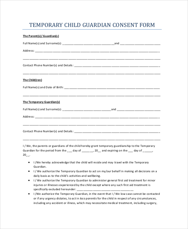 child guardianship form