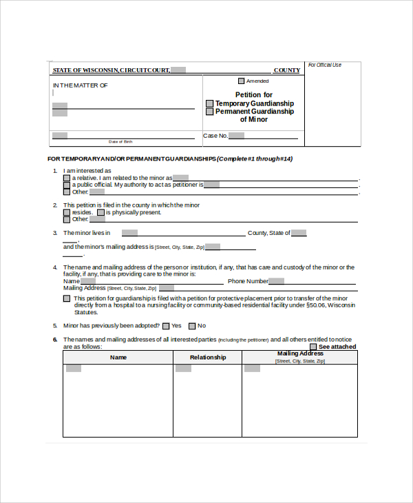 FREE 8 Sample Guardianship Forms In PDF MS Word