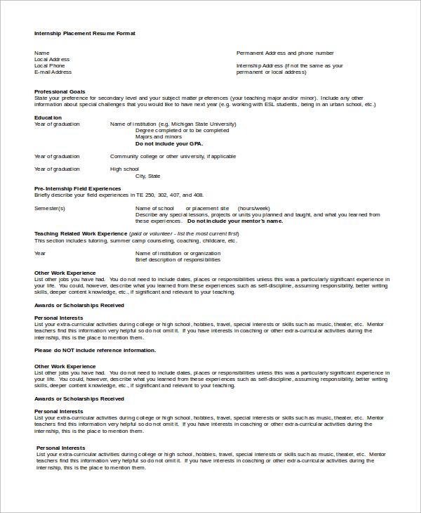 Sample resume with minors