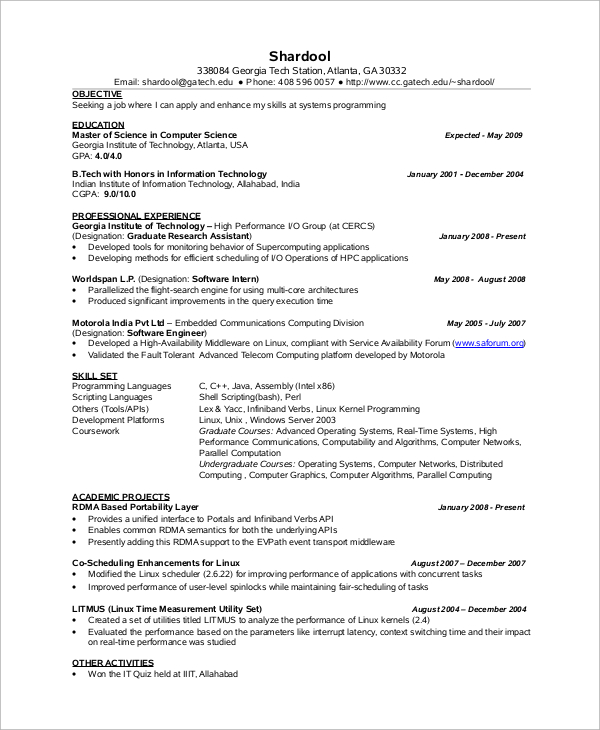 sample internship resume 7 examples in word pdf