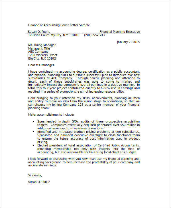 cover letter template accounting