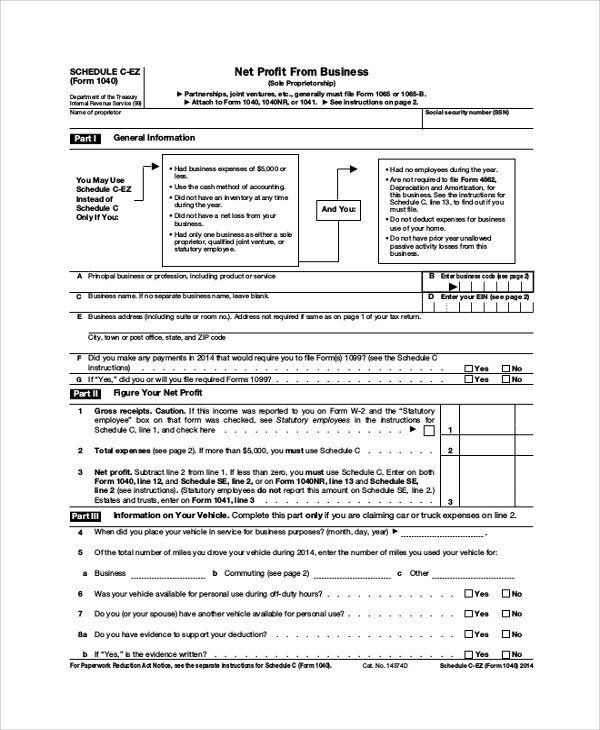 schedule c tax form
