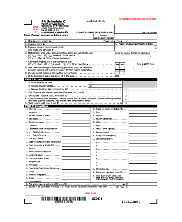 federal tax form schedule c