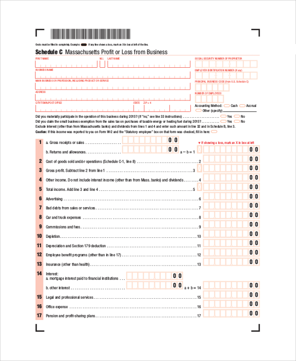 FREE 9 Sample Schedule C Forms In PDF MS Word