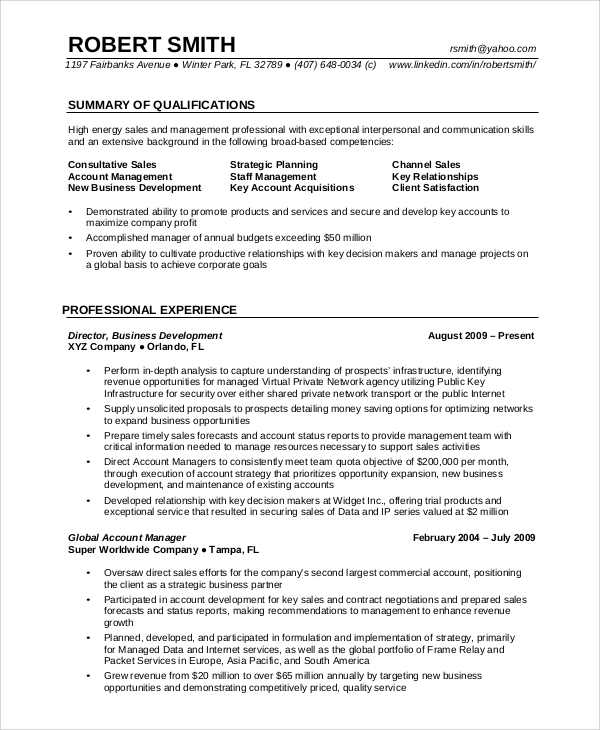 FREE 8+ Professional Resume Samples in PDF | MS Word