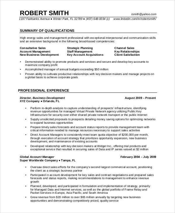 FREE 8 Professional Resume Samples In PDF MS Word