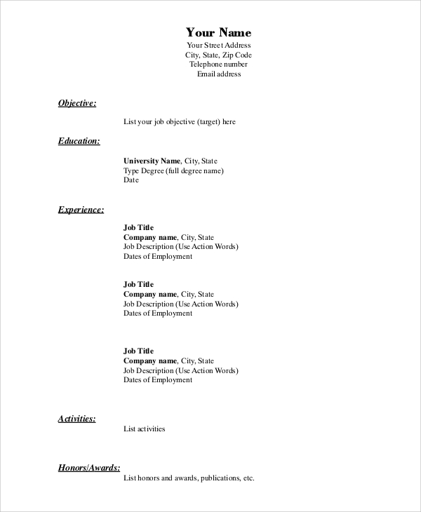professional resume format example1