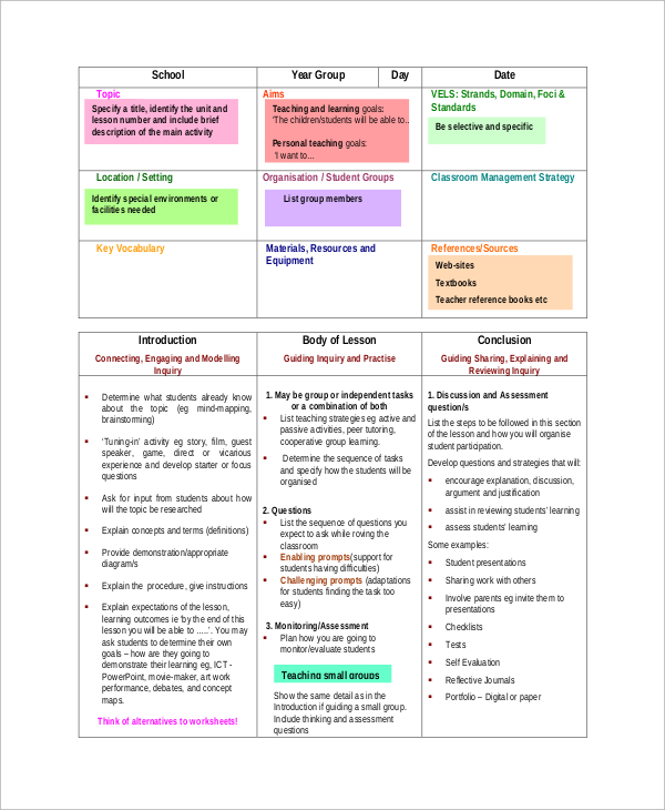 FREE 13 Sample Lesson Plan Templates In MS Word PDF