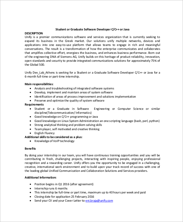 graduate software developer job description