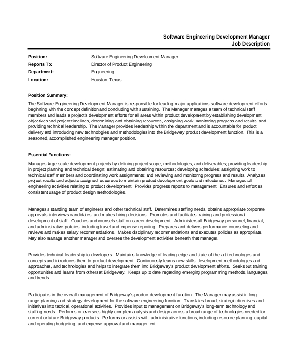 FREE 9+ Sample Software Developer Job Description Templates in PDF