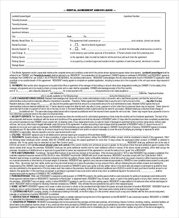 rental lease agreement form1