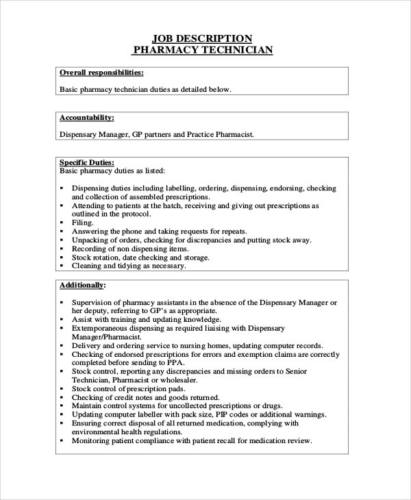 Sample Pharmacy Technician Resume 7 Examples In Word PDF