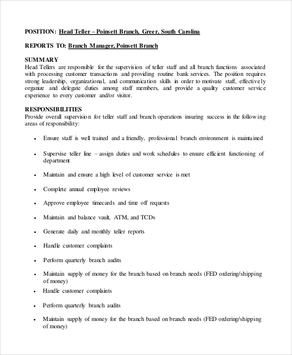 Bank Deposit Operations Manager Job Description : Pengurus Operasi Cawangan 2021 - Kewangan-Kerjaya / Senior deposit operations specialist apprise manager of deposit operations about monetary risk related.