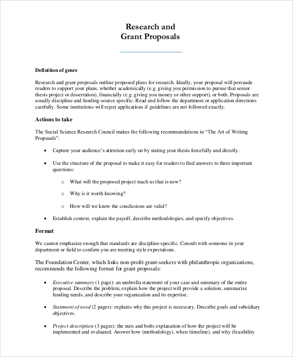 funding in research proposal