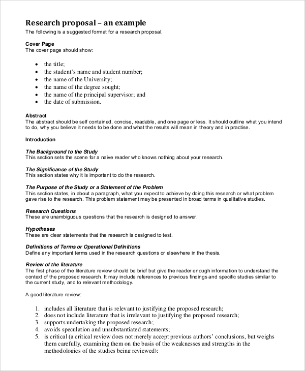 sample research proposal format