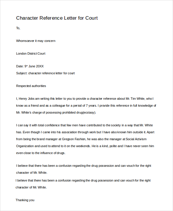 Sample Reference Letter For A Friend