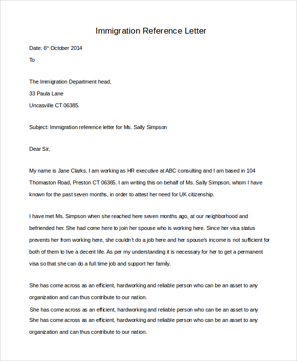 sample character reference letter for immigration