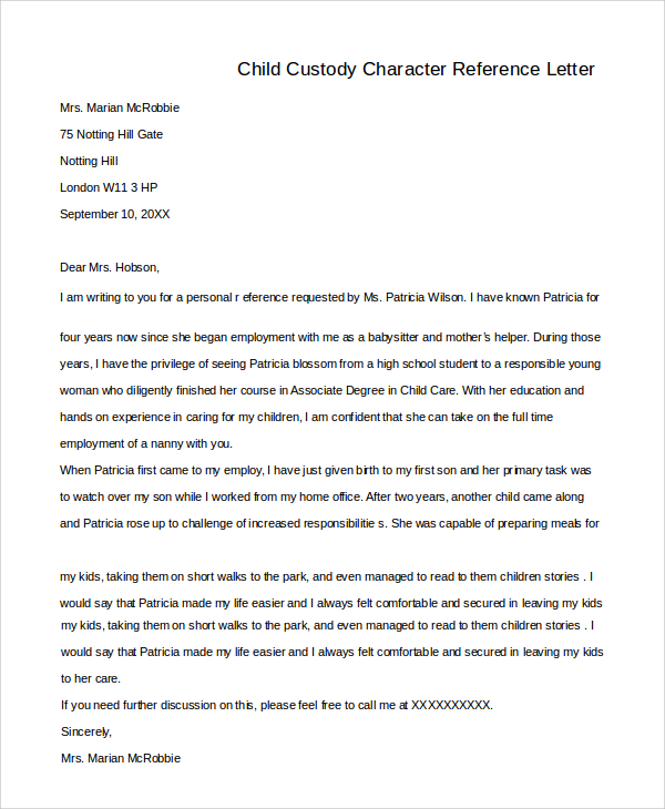 character reference letter