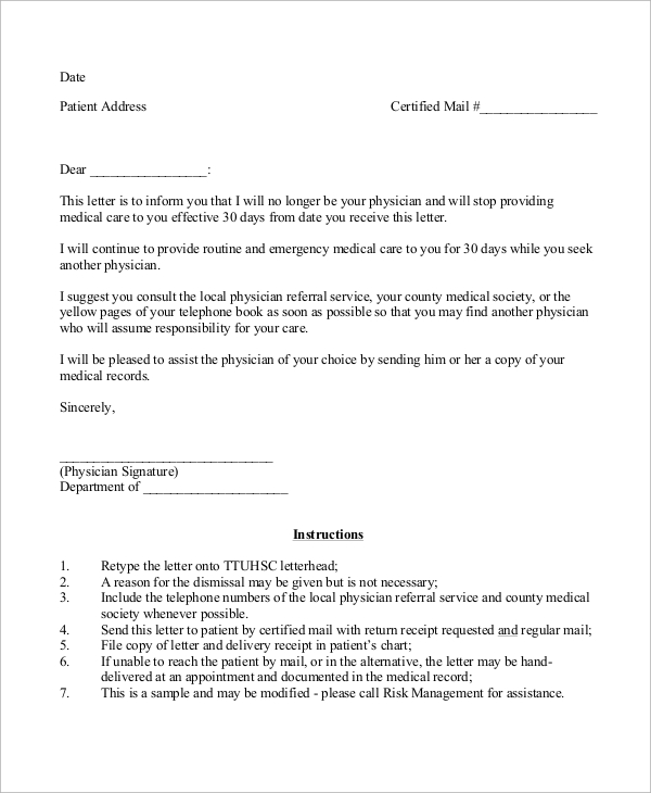 Patient Dismissal Letter Template from images.sampletemplates.com