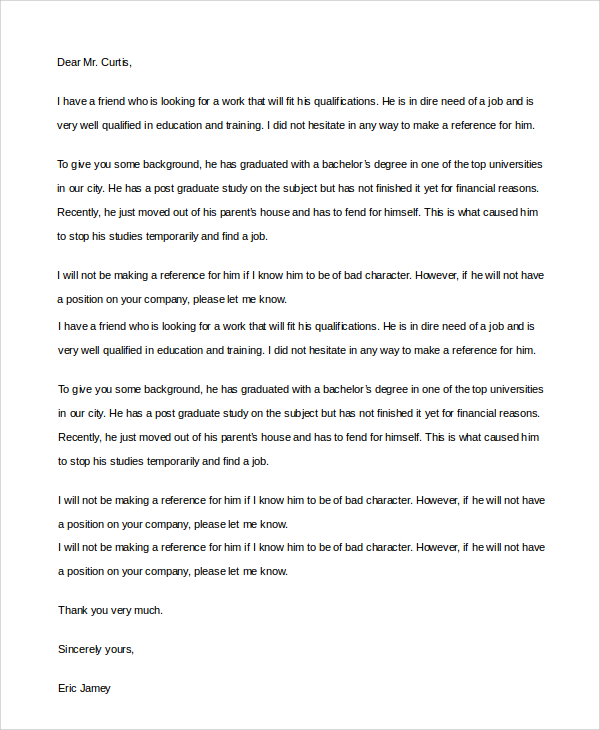 Cover Letter Referred By Friend from images.sampletemplates.com