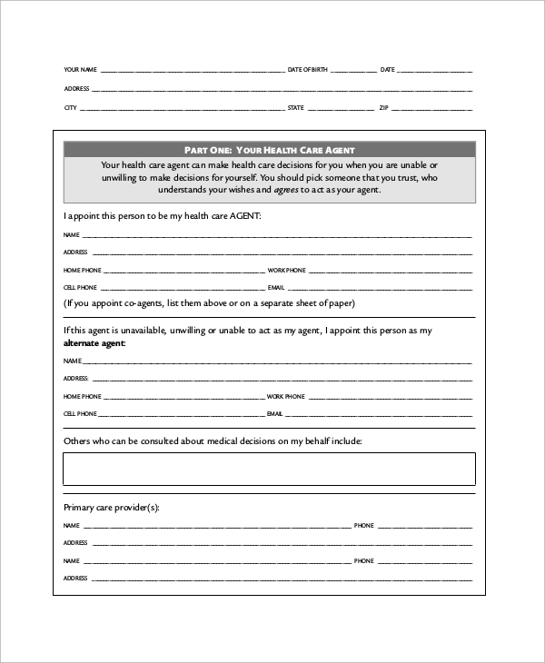 FREE 8 Sample Advance Directive Forms In PDF