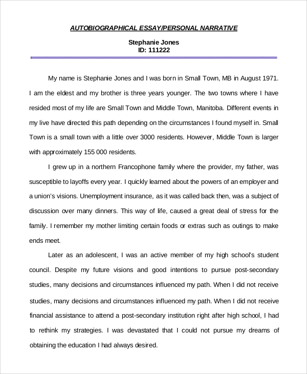 autobiographical narrative essay