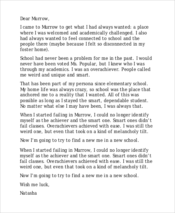 school goodbye letter