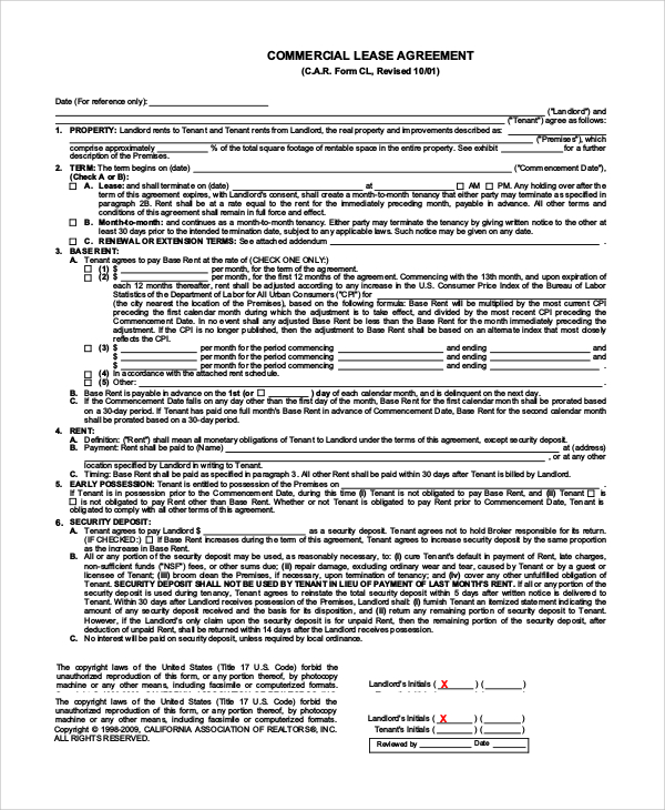 simple commercial lease agreement