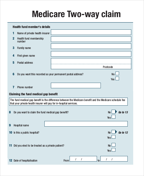 FREE 8 Sample Medicare Forms In MS Word PDF