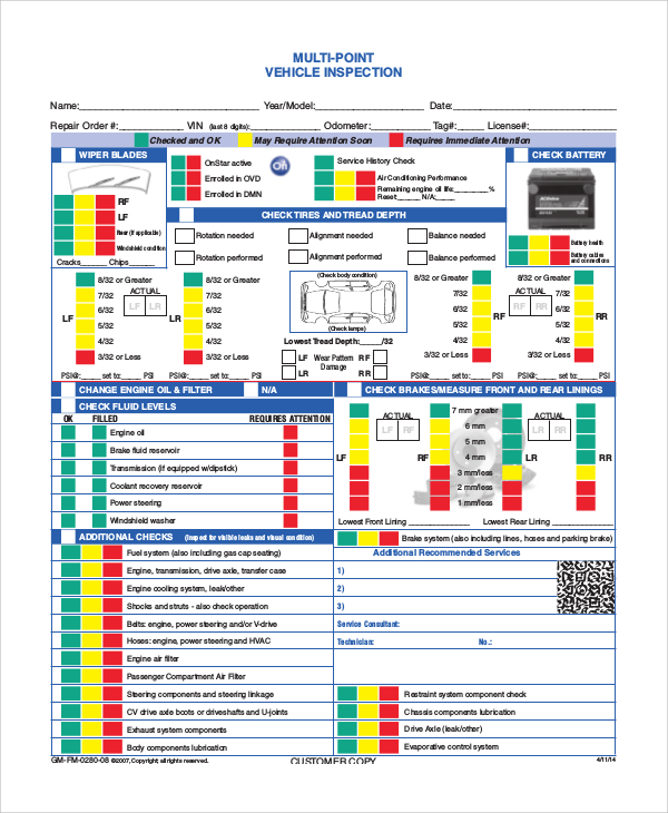 FREE 8+ Vehicle Inspection Forms in PDF | MS Word