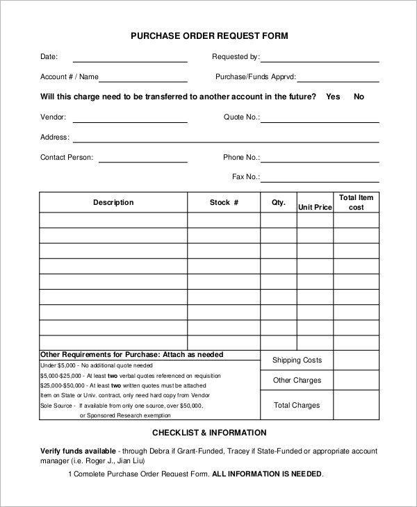 Purchase Order Request Form Template Sampletemplatess Sampletemplatess ...