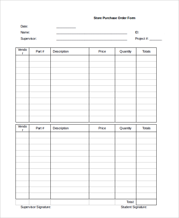 Free 11 Sample Purchase Order Forms In Ms Word Pdf